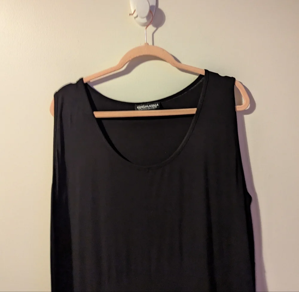 KOKOMARINA Black Grey Abstract Lagenlook Casual Soft Midi Dress Size 2 XLarge - Picture 3 of 12